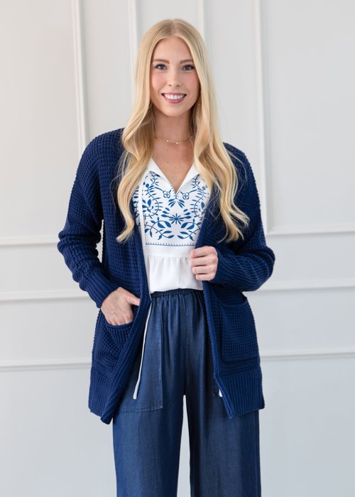 Waffle Pocket Cardigan Sweater | S-XL