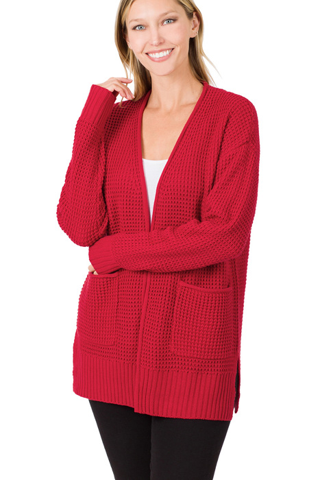Waffle Pocket Cardigan Sweater | S-XL