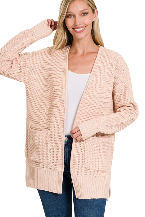 Waffle Pocket Cardigan Sweater | S-XL