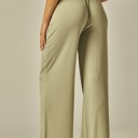  Stretchy Ribbed Drawstring Pocket Wide Leg Pants