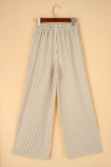 Stripe Wide Leg Adjustable Drawstring Waist Pants | S-3X