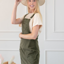  Front Pockets Corduroy Overall Dress