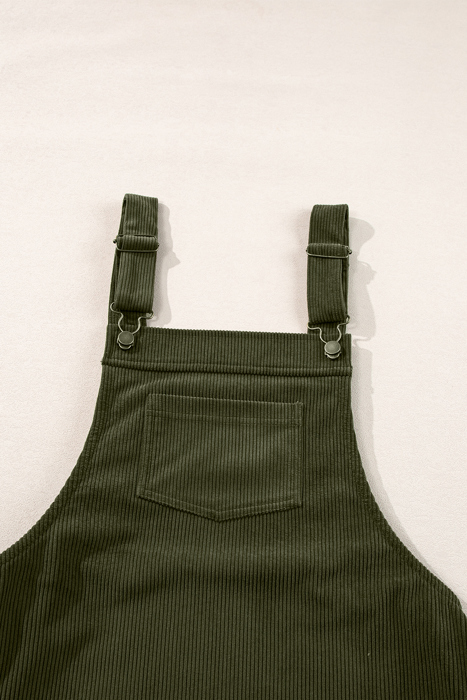 Front Pockets Corduroy Overall Dress