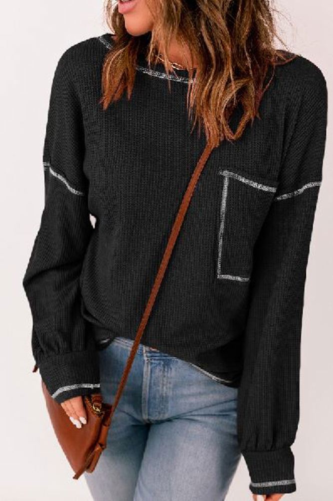 Contrast Stitching Trim Pullover | Free Shipping