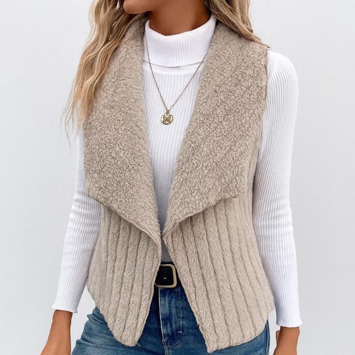 MY DREAM LIFE | Collared Open-Front Teddy Vest | S-XL