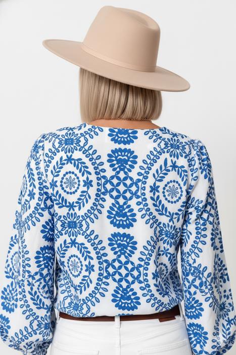 Bohemian Vine Print Puff Sleeve Blouse | S-XL