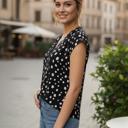  Lace V-Neck Polka Dot Top | S-XL