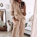  Textured Long Sleeve Tops and Pants Lounge Set | S-2XL