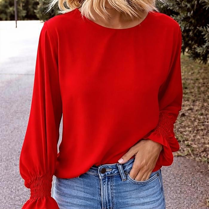 Ruffle Bubble Sleeve Top | S-2XL