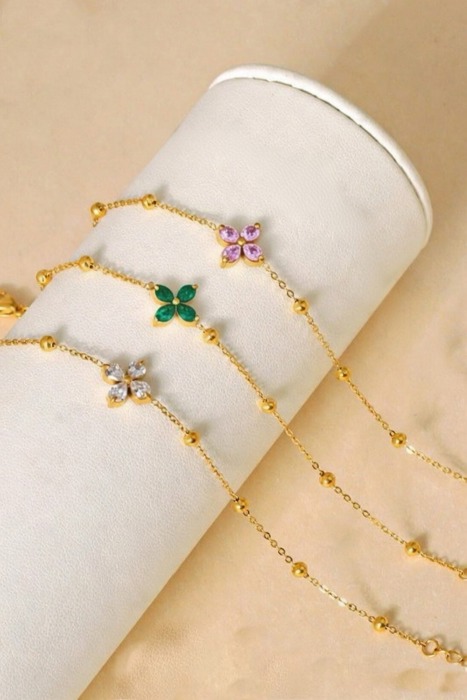 18k Stainless Steel Tarnish Free Gemstone Bracelet