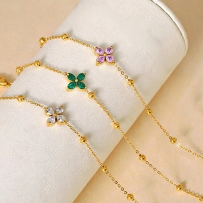 18k Stainless Steel Tarnish Free Gemstone Bracelet