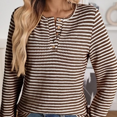MY DREAM LIFE | The Cozy Textured Knit Henley Top | S-XL