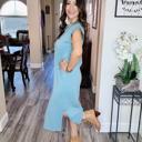  Round Neck Short Sleeve Midi Dress | S-XL