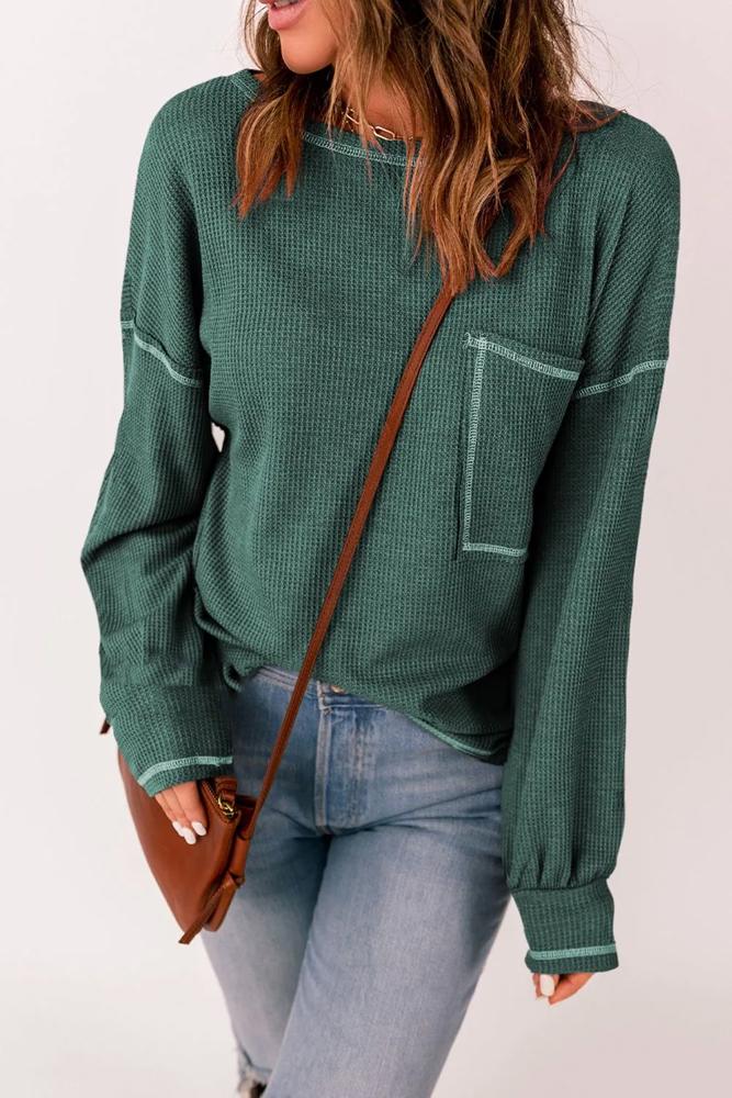 Contrast Stitching Trim Pullover | Free Shipping