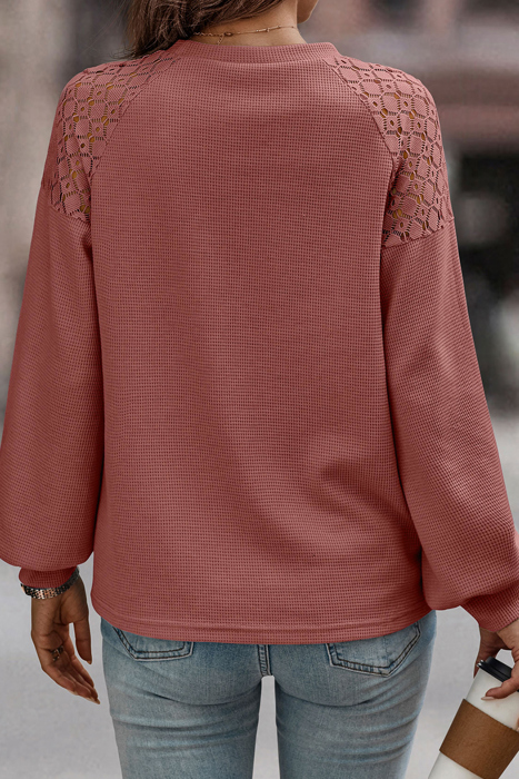 MY DREAM LIFE | Textured Lace Sleeve Pullover | S-2XL