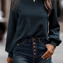  MY DREAM LIFE | Textured Lace Sleeve Pullover | S-2XL