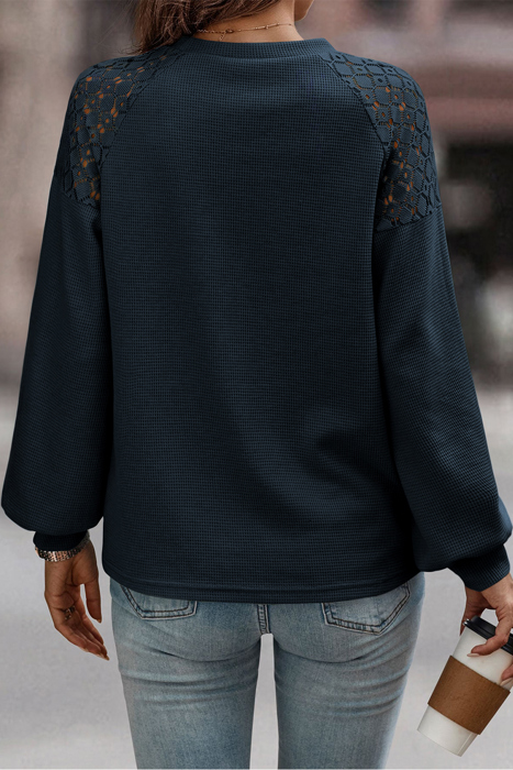 MY DREAM LIFE | Textured Lace Sleeve Pullover | S-2XL