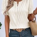  Spring Whisper Textured Puff Sleeve Blouse | S-2XL