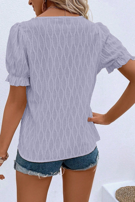 Spring Whisper Textured Puff Sleeve Blouse | S-2XL