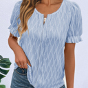  Spring Whisper Textured Puff Sleeve Blouse | S-2XL