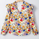  MY DREAM LIFE | Shoulder Charm Ruffle Floral Blouse | S-XL