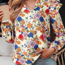  MY DREAM LIFE | Shoulder Charm Ruffle Floral Blouse | S-XL
