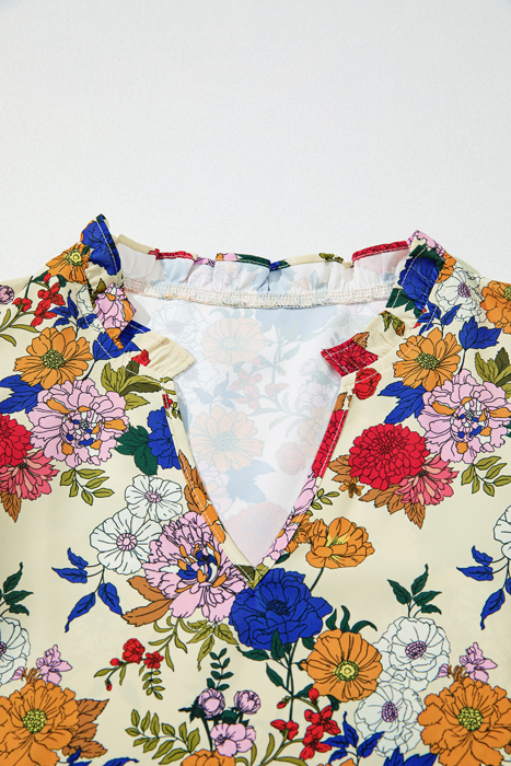 MY DREAM LIFE | Shoulder Charm Ruffle Floral Blouse | S-XL