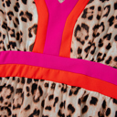   Cheetah Color Block V Neck Balloon Sleeve Babydoll Blouse | S-XL