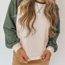  Waffle Color Block Raglan Sleeve Top | S-XL