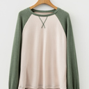  Waffle Color Block Raglan Sleeve Top | S-XL