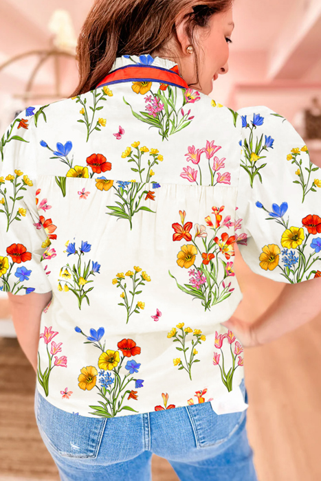 Sweet Petals Contrast Blouse | S-XL