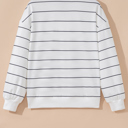  Buttery Zip V Neck Casual Stripe Print Long Sleeve Top