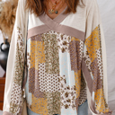  Autumn Bloom Patchwork Blouse | S-XL