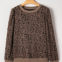   Ribbed Trim Leopard Print Long Sleeve Top | S-XL