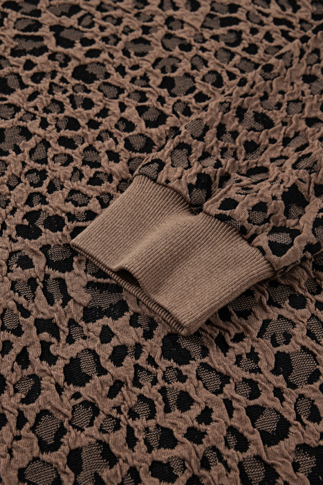  Ribbed Trim Leopard Print Long Sleeve Top | S-XL