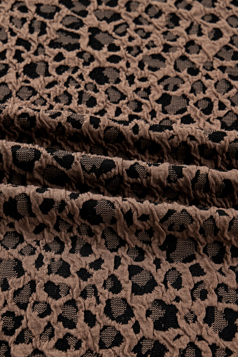  Ribbed Trim Leopard Print Long Sleeve Top | S-XL
