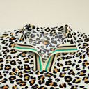  Leopard Print Contrast Striped V Neck Blouse | S-XL
