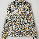  Leopard Print Contrast Striped V Neck Blouse | S-XL