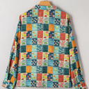  Boho Print Bloom Collared Roll up Sleeve Blouse | S-XL