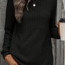  MY DREAM LIFE | Texture Rounded Hem Ribbed Knit Pullover | S-XL
