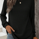 MY DREAM LIFE | Texture Rounded Hem Ribbed Knit Pullover | S-XL