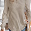  MY DREAM LIFE | Texture Rounded Hem Ribbed Knit Pullover | S-XL