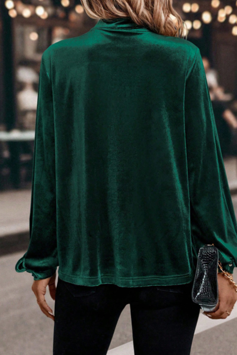 MY DREAM LIFE | Asymmetric Button Keyhole Neck Velvet Blouse | S-XL
