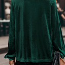  MY DREAM LIFE | Asymmetric Button Keyhole Neck Velvet Blouse | S-XL