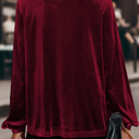  MY DREAM LIFE | Asymmetric Button Keyhole Neck Velvet Blouse | S-XL