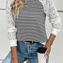  MY DREAM LIFE | Textured Knit & Hollowed Lace Patchwork Sleeve Top | S-XL