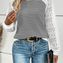 MY DREAM LIFE | Textured Knit & Hollowed Lace Patchwork Sleeve Top | S-XL