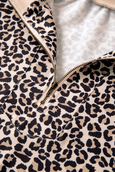 Safari Chic Zip-Front Patchwork Top | S-XL