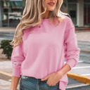  Ribbed Exposed Seam Detail Drop Shoulder Baggy Pullover |  S-XL