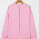  Ribbed Exposed Seam Detail Drop Shoulder Baggy Pullover |  S-XL